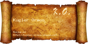 Kugler Ormos névjegykártya